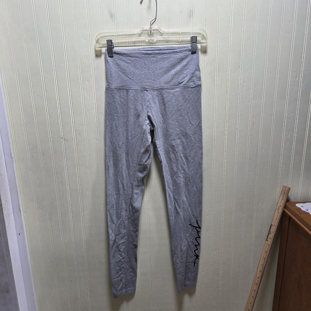 PINK Victoria's Secret Leggings Womens XS Gray High Rise Ankle Logo Stretch